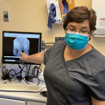 Staff explaining X-Ray